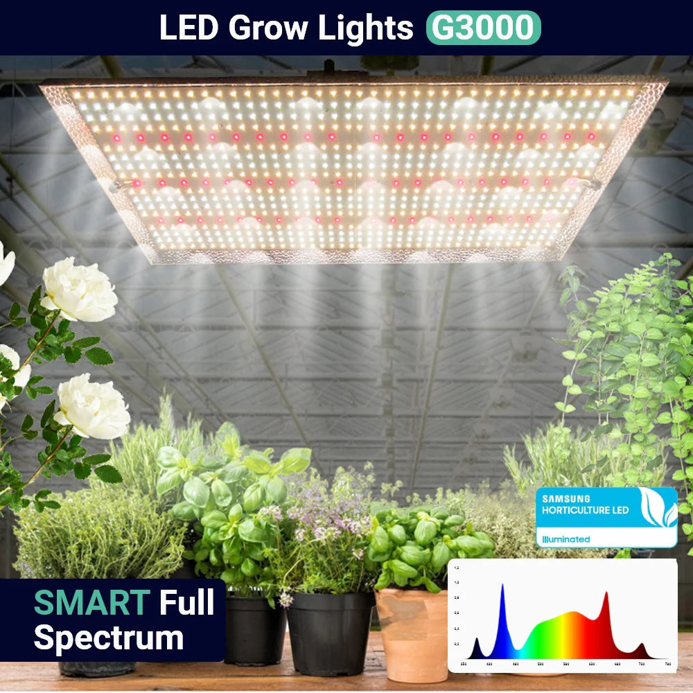 Growealth G3000 300W Vollspektrum-LED-Pflanzenlampe für Growboxen